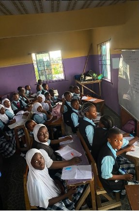 Primary students working in class