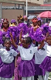 Cheerleaders in purple at Inter-House Sports